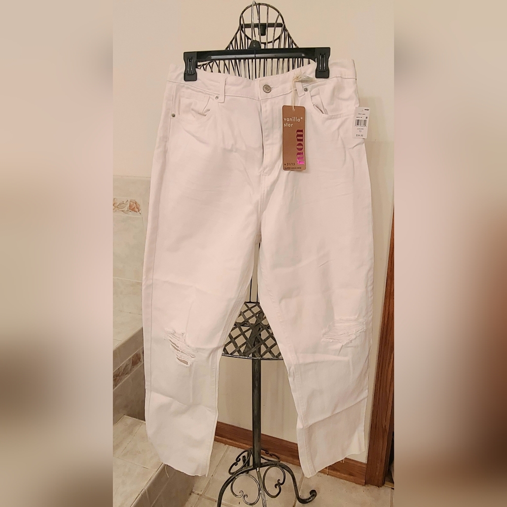 Vanilla Star White Distressed Straight Leg Jeans